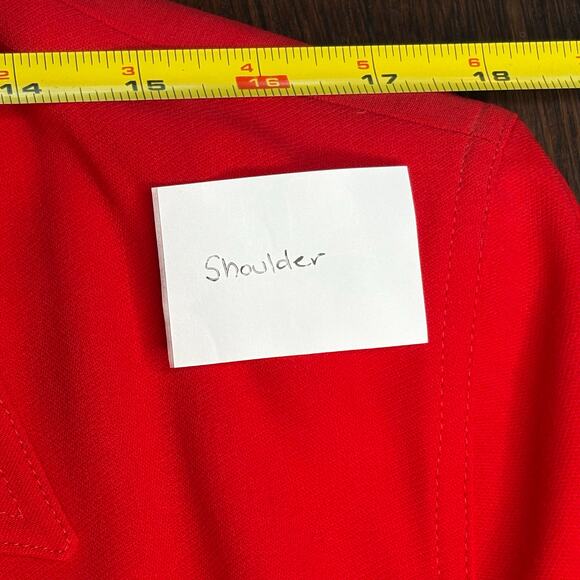 Escada Vintage Red Wool Short Sleeve Blazer Embroidered Eyelet 42 EU 12 US - Picture 10 of 12